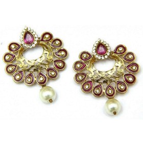 Rani Pink Diamond Chand Bali Earrings